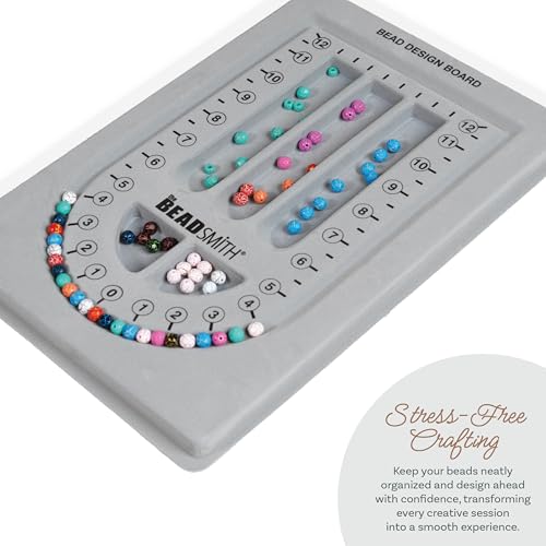 The Beadsmith Bead Board, Grey Flocked, 28” U-Shaped Channel, 8.5 x 12 inches, Design Boards for Creating Bracelets, Necklaces and Other Jewelry - size: 28" - 1 Channel