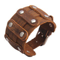 GelConnie Leather Cuff Bracelet Punk Braided Bracelets Rock Leather Wristbands Faux Mens Leather Bracelet Gothic Viking Bangle Adjustable Wrap Bracelet for Women,Men - color: Brown Leather Cuff