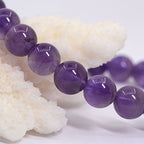 Justinstones Gem Semi Precious Gemstone 8mm Round Beads Stretch Bracelet 7 Inch Unisex - color: A Grade Amethyst