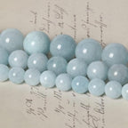 About 35pcs 10mm Natural Stone Beads Aquamarine Beads Crystal Gemstone for Jewelry Making, DIY Bracelet Necklace - color: Aquamarine, size: 10mm