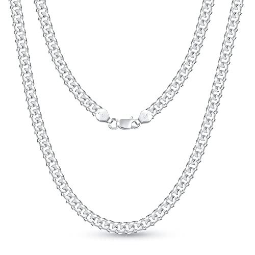 OCHCOH 925 Sterling Silver Clasp 3mm3.5mm4mm5mm7mm Cuban Link Chain Necklace for Men Diamond Cut Silver Chain Necklace for Women 16 18 20 22 24 26 28 30 Inch - size: 28 Inch, style: 5mm