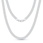 OCHCOH 925 Sterling Silver Clasp 3mm3.5mm4mm5mm7mm Cuban Link Chain Necklace for Men Diamond Cut Silver Chain Necklace for Women 16 18 20 22 24 26 28 30 Inch - size: 24 Inch, style: 5mm