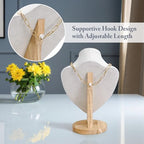 MOOCA Necklace Chain Jewelry Display Holder, Jewelry Stand, Necklaces Display Mannequin Bust Stand, Wood Sturdy Base, Cream Suede - color: Cream Suede