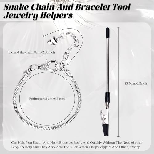 16 Pcs Snake Chain Charm Bracelet Adjustable Bangle Bracelets with Heart Lobster Clasp Extender Adjustable DIY Bracelet Chain for Women DIY Jewelry Making Supplies 7.87"(Silver) - color: silver