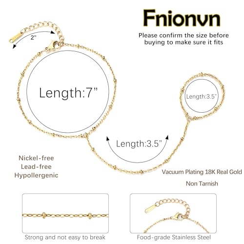 Gold Bracelets for Women Hand Chain Bracelet Stack Stainless Steel Non Tarnish Beach Jewelry Dainty Womens Bracelets Summer Essentials Trendy Handchain Link Bracelets for Women - color: Gold Bead Chain