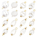 PandaHall 80Pcs Pearl Pendant Connectors, 8 Style Irregular Pearl Bead Links White ABS Plastic Pearl Bead Pendants Pearl Acrylic Links with Golden Pins for Earring Bracelet DIY Jewelry Making
