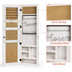 SRIWATANA Jewelry Armoire Cabinet, Solid Wood Jewelry Organizer with Full Length Mirror Wall/Door Mounted(Washed White) - color: Washed White