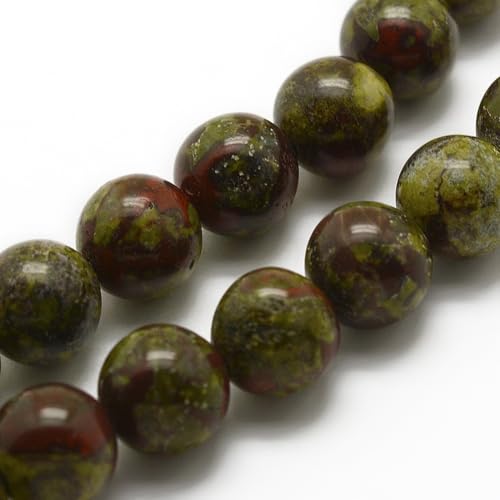 45Pcs Natural Dragon Blood Beads 8mm Round Natural Gemstone Beads Smooth Loose Spacer Bead for DIY Craft Bracelet Necklace Earrings Jewelry Making Supplies - color: Natural Dragon Blood