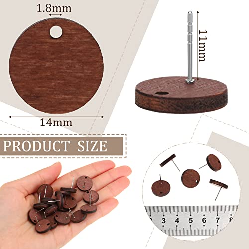 Bonuci 100 Pairs Wood Earring Findings Flat Earring Posts DIY Earring with Rubber Bullet Earring Backs Making Supplies Round Wooden Earring Pin Studs for Jewelry Earrings Making Women