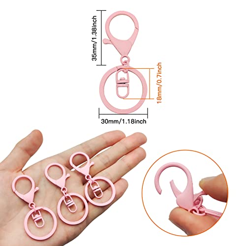 30Pcs Lobster Claw Clasps Keychain for Jewelry Making,Metal Lobster Clasp Swivel Trigger Clips with Swivel Clasps Hook Clips Flat Split Keychain Ring for DIY Craft Jewelry Making(Light Pink) - color: Light Pink