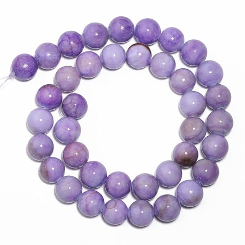 Yochus 40pcs 10mm Deep Purple Persian Jade Energy Healing Round Bulk Gemstone Beads for Jewelry Making Bracelet Necklace Earring DIY - color: deep purple, size: 10mm