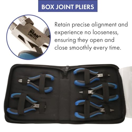 The Beadsmith Ergonomic Plier Set – 5-Piece Kit: Chain Nose, Round Nose, Flat Nose, Bent Chain Nose & Semi-Flush Side Cutter – Extra-Fine Tips, Comfortable Ergonomic Grip & Double-Leaf Springs - style: 5 Piece Kit