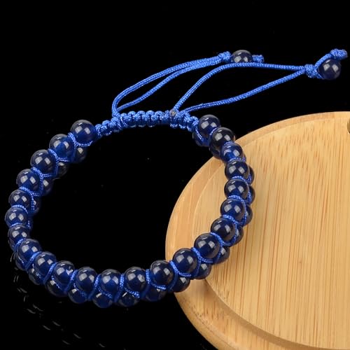 MASSIVE BEADS Double Layer Natural Chakra Healing Power Crystals Macrame Bracelet Yoga Stone Beads Gemstone Meditation Relax Anxiety Bangle for Unisex Women Men - color: Blue Jade, size: 4mm
