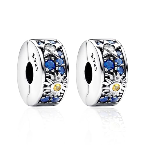 Clip Stopper Spacer Charms for Bracelets Necklaces, Compatible with Pandora,Jewery Mking DIY - style: Sun Star Clip