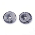 FASHEWELRY 5Pcs Natural Black Labradorite Donut Disc Pendants 28-30mm Large Hole Healing Chakra Circle Coin Gemstone Bead Charms for Jewelry Craft Making - color: Black Labradorite, 28-30mm