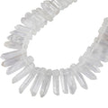 rockcloud Natural Rock Crystal Points Titanium Coated Clear Quartz Sticks Spikes Top Drilled 15 inch Strand - color: #20-Natural Clear Quartz