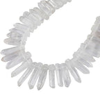 rockcloud Natural Rock Crystal Points Titanium Coated Clear Quartz Sticks Spikes Top Drilled 15 inch Strand - color: #20-Natural Clear Quartz