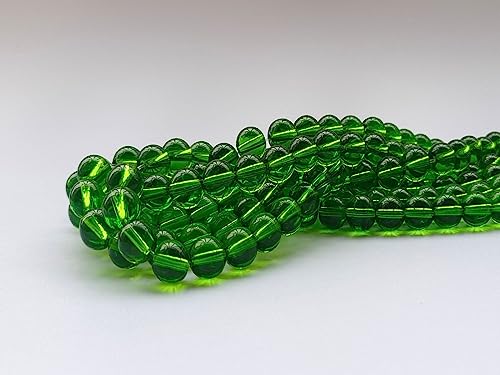 Glass Beads 8mm 100pcs Round Smooth Loose Beads for Bracelet Necklace Jewelry Making Craft DIY （8mm, 50802 Green） - color: Green, size: 8mm