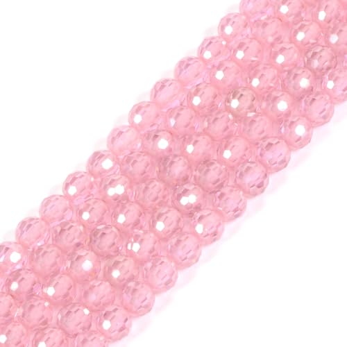 6mm Pink Zircon Faceted Gemstone Round Loose Beads Strand 15.5-16" DIY Jewelry Making - color: Pink Zircon