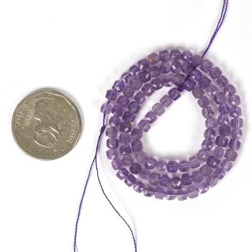 Natural Lilac Amethyst Gemstone 4mm Faceted Cube Square Loose Beads 16 Inch for DIY Jewelry Making Beads - color: Lilac Amethyst
