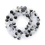 Adabele 15 Inch Natural Black Rutilated Quartz Gemstone 6mm Faceted Flat Round Coin Loose Beads Gem Stone Spacer (59-64pcs) for Jewelry Making GZ13-5 - color: Black Rutilated Quartz, size: 15 Inch/1 Strand