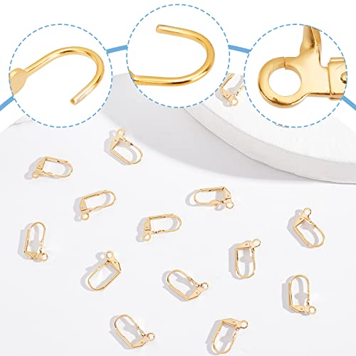 Beebeecraft 1 Box 50Pcs Leverback Earring Hooks 24K Gold Plated Brass French Earwires 16.5x11mm Clasp Earring Hooks for Jewelry Making - color: 16.5x11mm Round Disc Earring Hooks