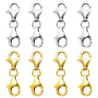 OHINGLT Double Lobster Claw Clasps Necklace Extender Silver and Gold, Double End Design Necklace Clasps and Closures, Bracelet Connector Suitable for Jewelry Making (8PCS | Silver & Gold) - color: 8PCS | Silver & Gold