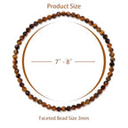 Healing Crystal Bracelet Clear Quartz Faceted Beaded Bracelets for Women Men 3mm Natural Stone Adjustable Handmade Stretch Bracelet Reiki Spiritual Jewelry Fashion Gifts - color: Tiger's Eye