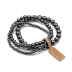 3 PCS Healing Crystal Bracelets for Women 8mm Natural Stone Beaded Stretch Bracelet Amethyst Jewelry Gifts - color: 4,6,8mm Hematite