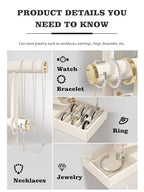 Bracelet and Necklace Holder,Velvet Jewelry Necklace Display Organizer Stand,bracelet Holder for Selling,Bracelet and Necklace Storage Tree (Style 2（Beige+ Metal lid）) - style: Style 2（Beige+ Metal lid）