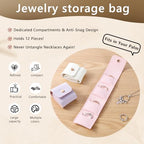 3Pcs Mini Travel Jewelry Bag, Portable Travel Jewelry Organizer, Small Travel Jewelry Pouch for Women, Mini Travel Jewelry Bag for Earrings, Rings, Necklaces, White Pink Purple
