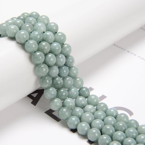 122Pcs(2 Strand/Set) 6mm Cloudy Green Dyed Jade Smooth Round Beads Natural Stone Beads AAA Grade Premium Round Gemstone Genuine Real Stone Loose for DIY Bracelet Jewelry String Making - color: Dark Burmese Jade, size: 6mm