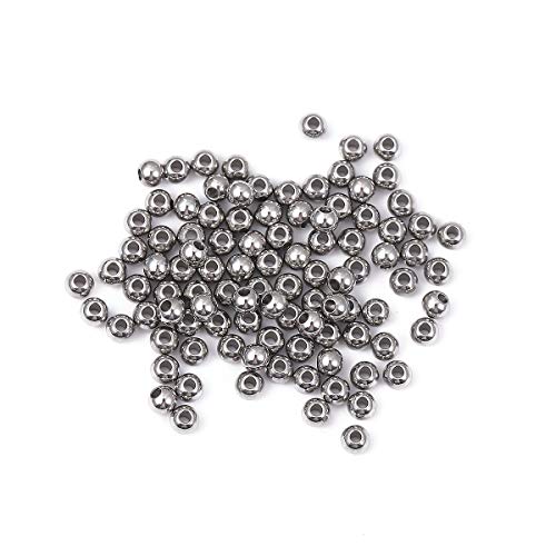 BEADIA Stainless Steel Spacer Beads 3x2.5mm Round Loose Charm Caps Beads for DIY Jewelry Making 100pcs with 1mm Hole - color: 3x2.5mm 1mm