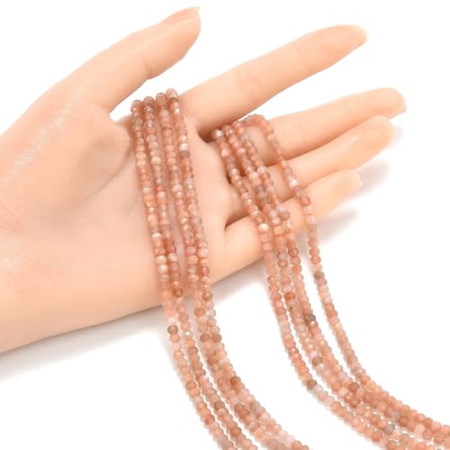Adabele 30 Inch Natural Pink Moonstone Healing Gemstone 4mm x 3mm Tiny Small Faceted Round Rondelle Loose Beads Stone Spacer (170-180pcs) for Craft Jewelry Making GK-B6 - color: Pink Moonstone, size: 4mm x 3mm - 30 inch/2 strands