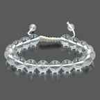 AD Beads Natural 10mm Gemstone Bracelets Healing Power Crystal Macrame Adjustable 7-9 Inch - color: Clear Crystal