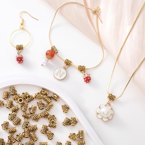 Joez Wonderful Links Bail Beads, Hypoallergenic Alloy Column Spacer Beads - color: Style C, 100 Gold