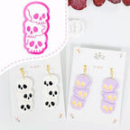 Xaekicr Halloween Skull Polymer Clay Cutters – 3-Stacked Skull Shape Clay Earring Cutters for DIY Jewelry, Polymer Clay Molds, Clay Tools – Halloween Cookie & Earring Making Supplies - color: P color