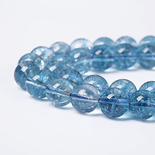 4mm 90pcs Blue Topaz Crystal Quartz Natural Stone Round Loose Beads for Jewelry Making DIY Bracelet Necklace Earrings (Blue Crystal, 4mm) - color: Blue Crystal, size: 4mm