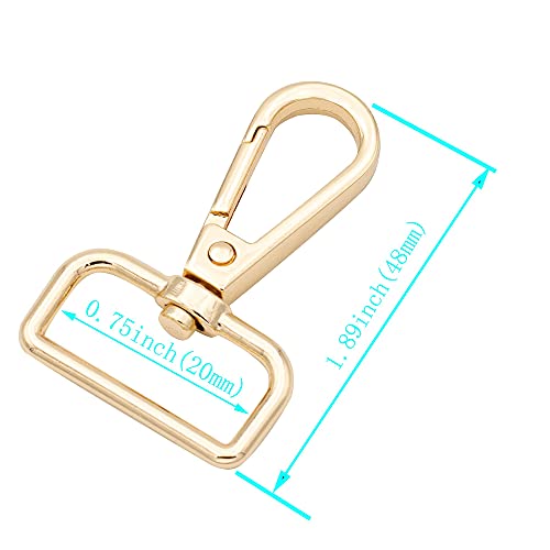 JWBIZ 16 Pcs D Ring Swivel Lobster Claw Clasp, Push Gate Snap Hooks Trigger Clips (Gold, 3/4 inch) - color: Gold, size: 3/4 inch