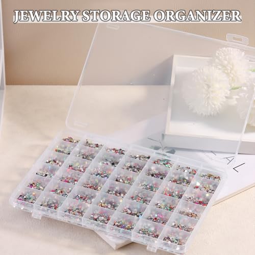 SUTOKAKA 1Pc 42 Grids Clear Plastic Jewelry Organizer Box Large Bead Storage Container with Non-Adjustable Dividers Small Parts Compartment Organizer for Washi Tapes Crafts Screws Sewing Threads - size: 42