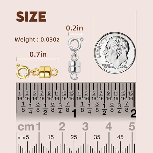 Magnetic Clasps for Necklaces Strong Magnetic Necklace Clasps and Closures, 14K Gold and Silver Bracelet Converter for Women - color: 12Pcs | Gold & Silver