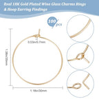 Beebeecraft 1 Box 100Pcs Hoop Earring Findings 30mm 18K Gold Plated 316 Stainless Steel Wine Glass Charms Rings with 0.7mm Pin DIY Earring Beading for Hoop Earrings Making - color: Gold, size: 30mm