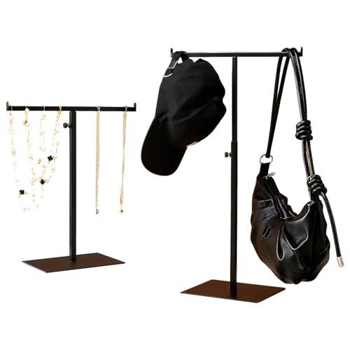 Purse Display Stand Jewelry Towers - 2 Pack Purse Stand Handbag Bag Display Black Tabletop Stainless Steel Hook Hanging Jewelry Stands for Necklaces Organizer Adjustable Height Home Store Boutique - color: Black - 2 Pcs