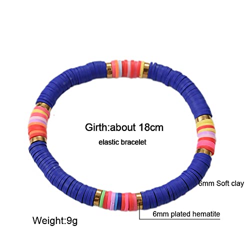 12pcs Friendship Bracelets Beaded Bracelets Heishi Bracelet Cute Bracelets Stack Vinyl Clay Disc Bead Surfer Stretch Summer Beach Bracelets For Women Preppy Bracelets - color: A