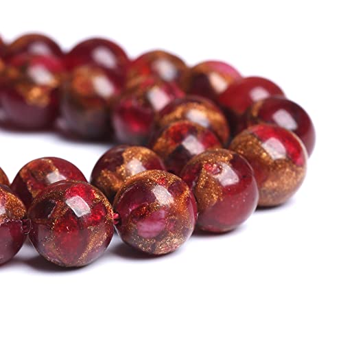6MM 61PCS Red Cloisonne Craft Loose Round Beads for Jewelry Making DIY Bracelet - color: Red Cloisonne, size: 6mm