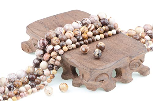 Bymitel 90 pcs Natural Genuine Real Round Loose Stone Beads Gemstone Spacers for Charm DIY Jewelry Making 15.5" per Strand 4mm (Brown Zebra, 4mm) - color: Brown Zebra, size: 4mm