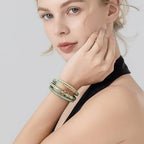 FANCY SHINY Mothers Day Gifts Boho Leather Wrap Bracelet Stackable Infinity Chunky Cuff Bracelets Western Hippie Outfits Jewelry Valentine Gifts for Women - color: Avocado