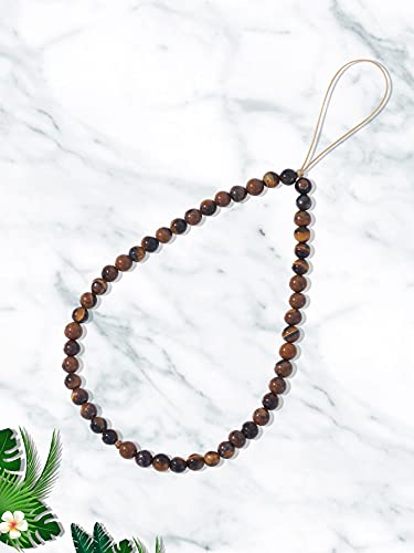 Semi-Precious Gem Stones Beaded Phone Charm Cell Phone Lanyard Wrist Strap Handmade Natural Gemstone Phone Chain string - color: Tiger Eye