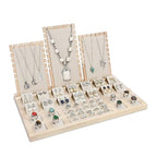 MOOCA Jewelry Display Set, Necklace Display Bust, Earring Organizer, Ring Holder Stand for Showcase and Store, Premium Fabric - color: 8b) 1 set. Beige Suede