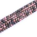 6mm Natural Stone Black Rhodonite Frosted Matte Unpolished Round Beads for Jewelry Making Strand 15 inch - color: Black Rhodonite, size: 6mm